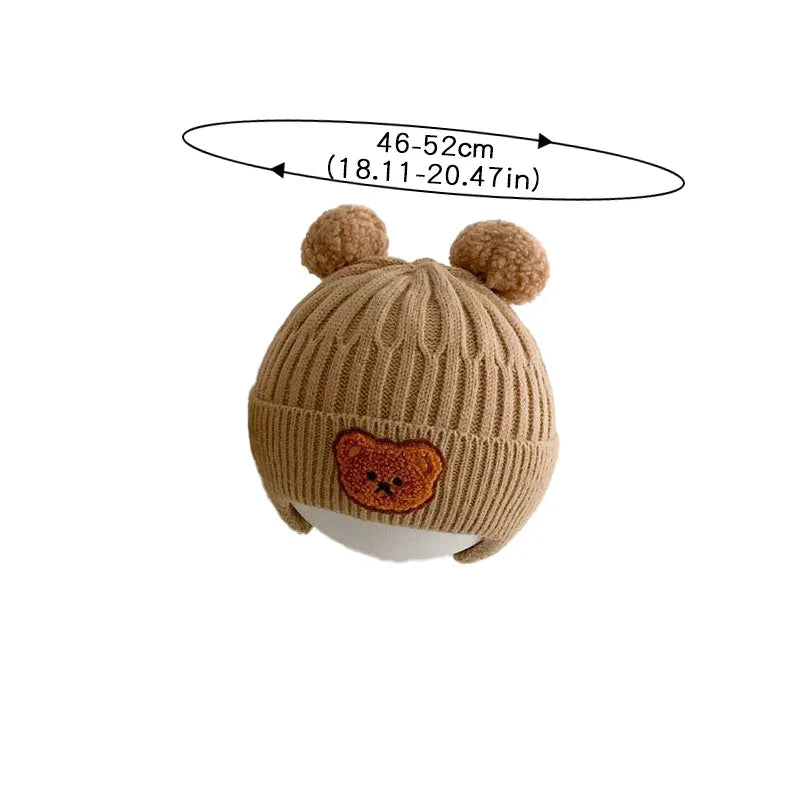 Baby wool hat cute bear