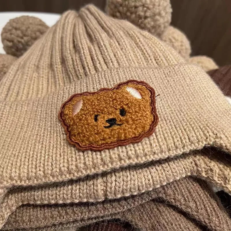 Baby wool hat cute bear