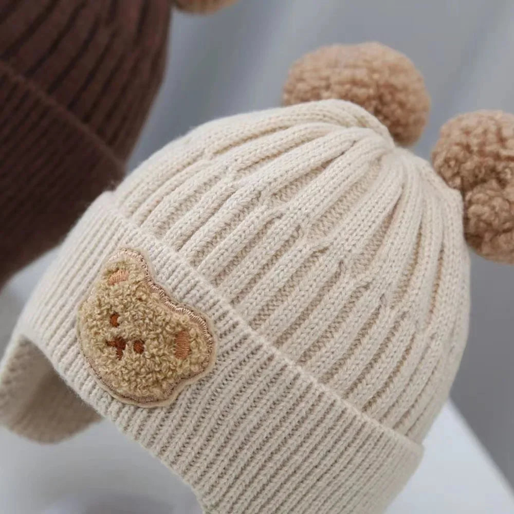 Baby wool hat cute bear